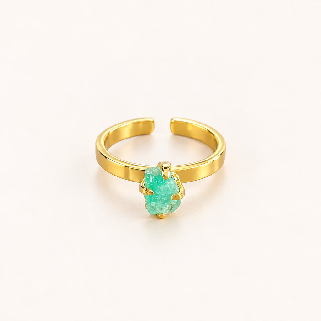 Raw Emerald Rings | Gold-Plated Bronze | Bellalu Jewelry