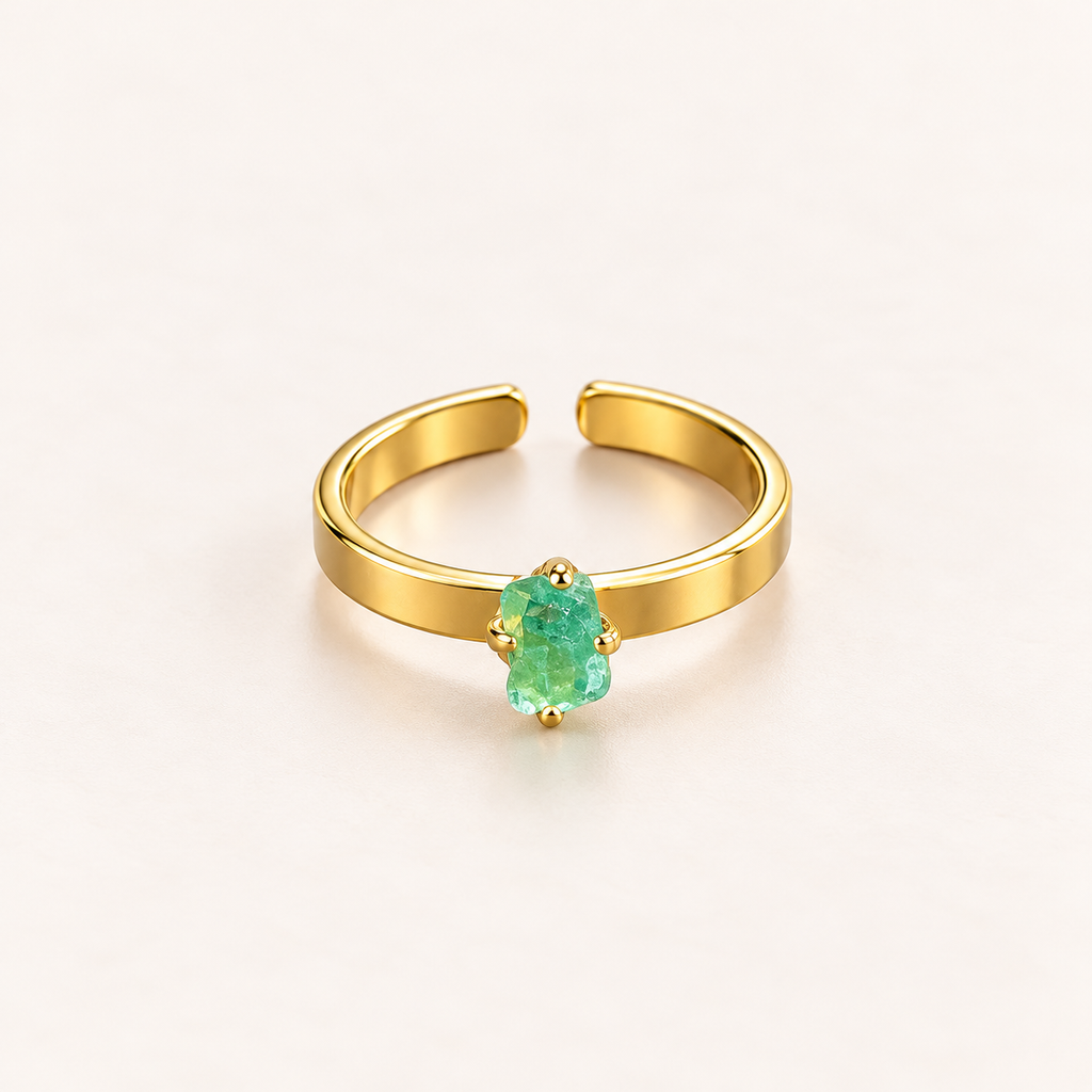 Raw Emerald Rings | Gold-Plated Bronze | Bellalu Jewelry