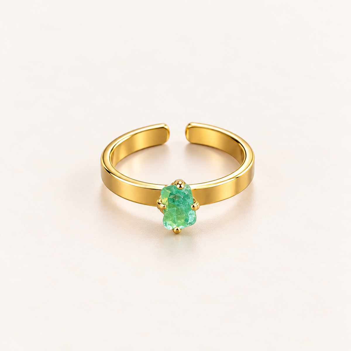 Raw Emerald Rings | Gold-Plated Bronze | Bellalu Jewelry