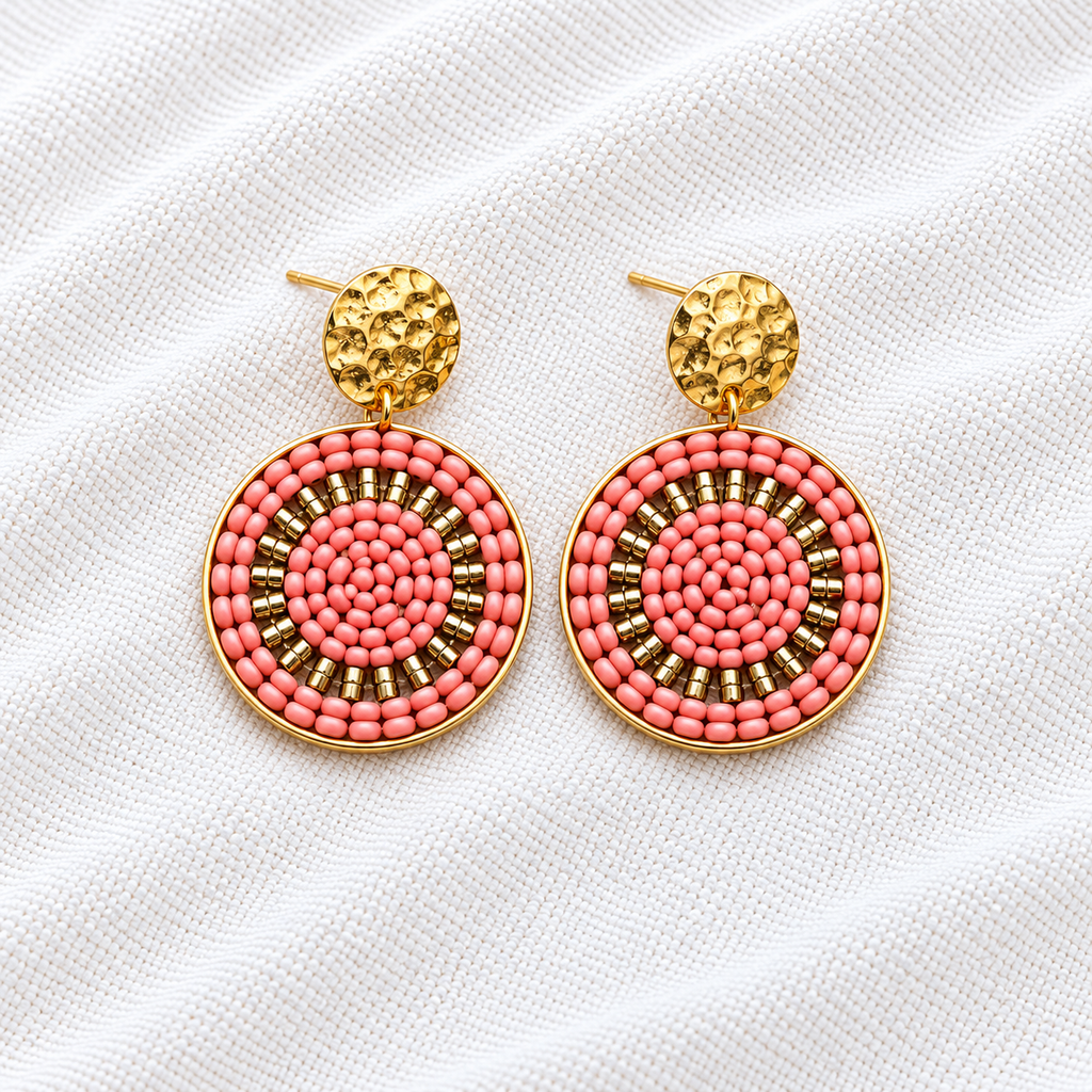 Celina Earrings | Turquoise & Gold Beaded Statement Earrings | Bellalu Jewelry