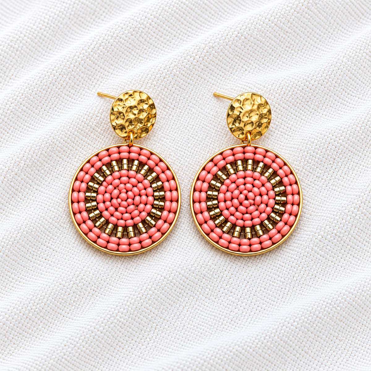 Celina Earrings | Turquoise & Gold Beaded Statement Earrings | Bellalu Jewelry