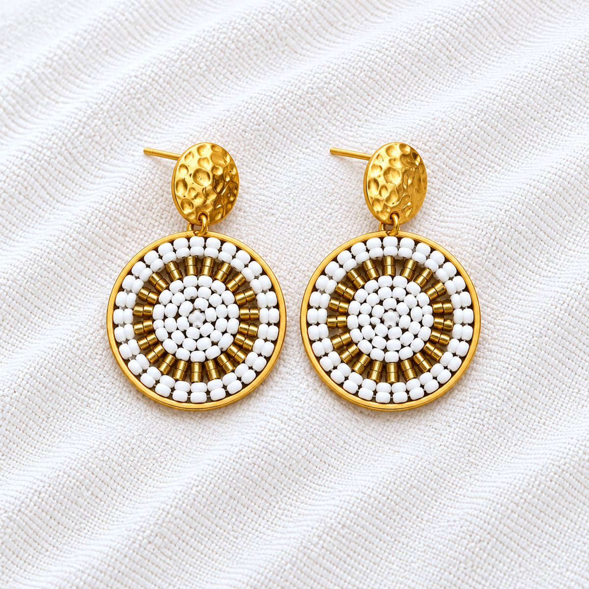 Celina Earrings | Turquoise & Gold Beaded Statement Earrings | Bellalu Jewelry