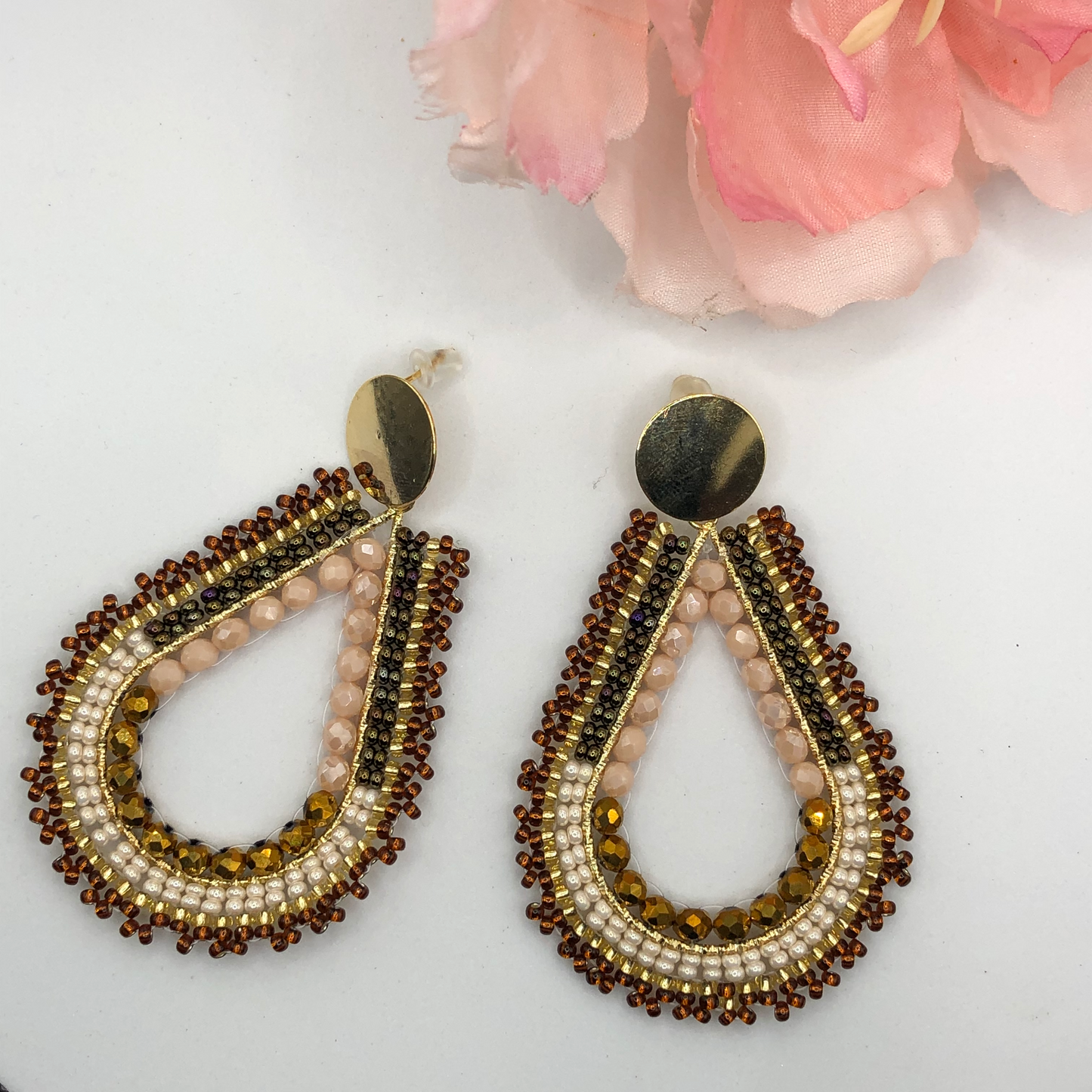 Handmade Drop Shape Mostacilla Colombian Earrings