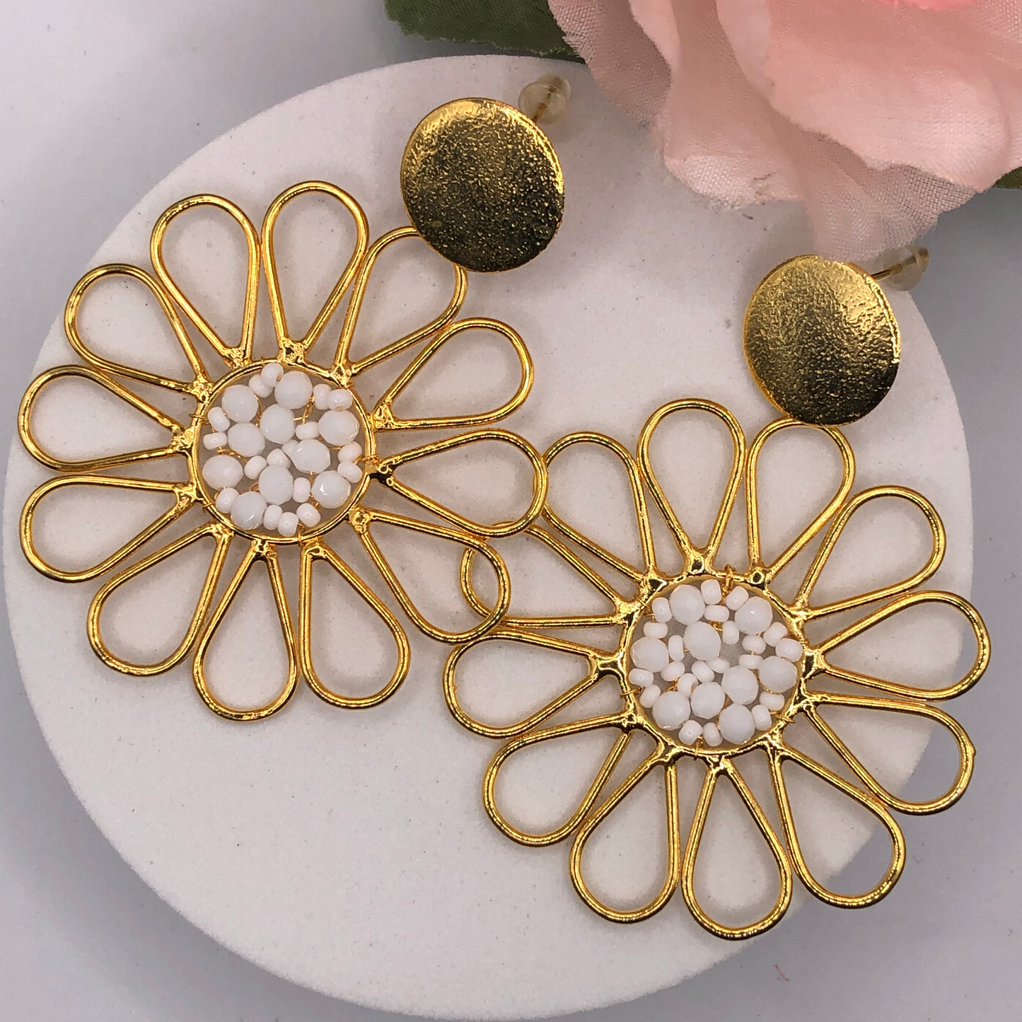 Handmade Bronze Vintage Flower Shape Colombian Earrings
