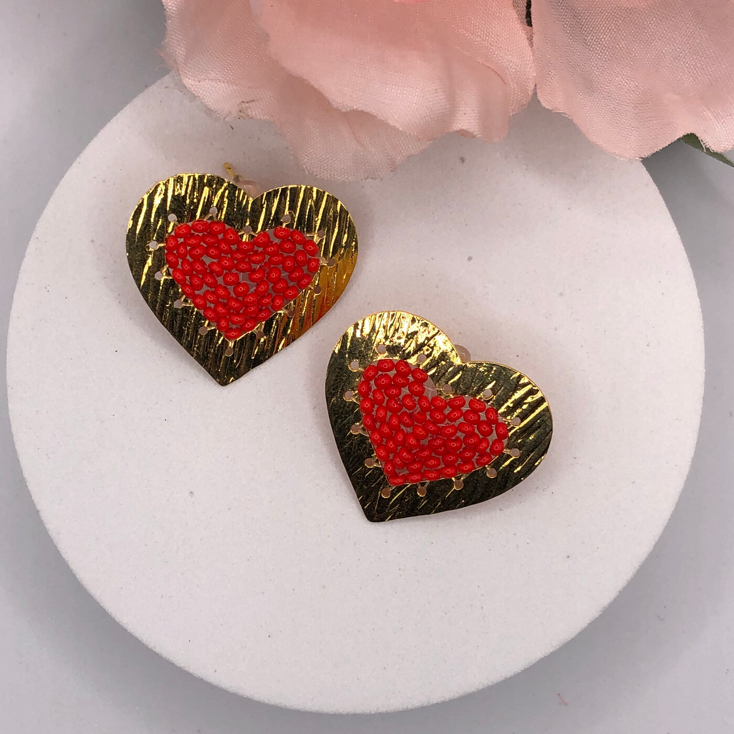 Handmade Bronze Vintage Heart Colombian Earrings
