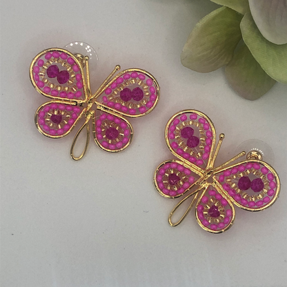 Handwoven Butterfly Stud Colombian Earrings