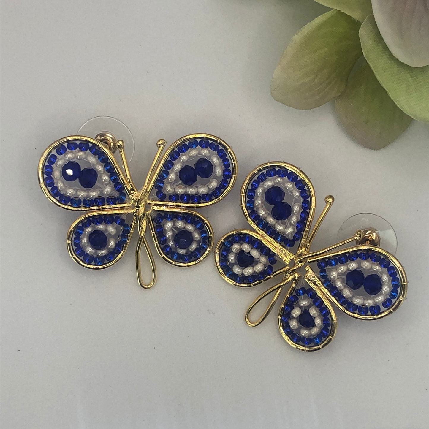 Handwoven Butterfly Stud Colombian Earrings