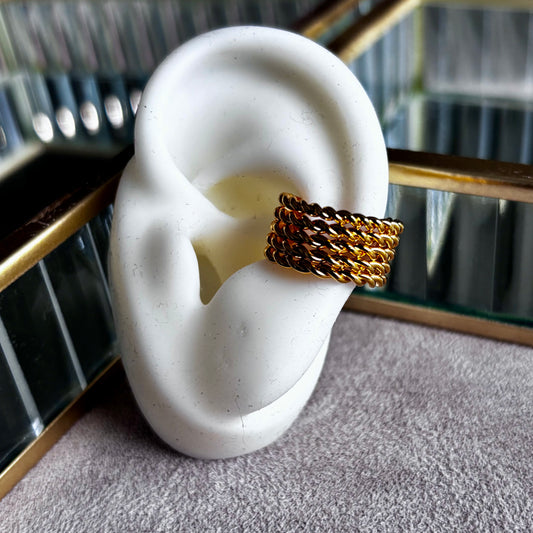 "Elegant chain dots design bronze ear cuff"