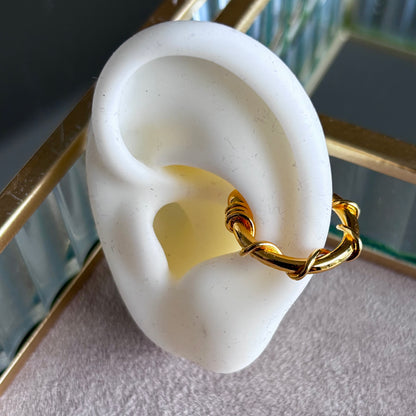 Handmade waves design bronze ear cuff