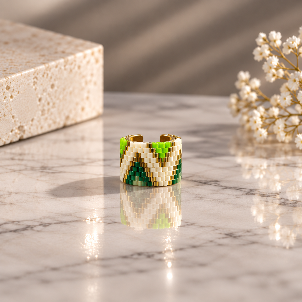 Carmiel Miyuki Bead Gold-Plated Adjustable Ear Cuff|Bellalu
