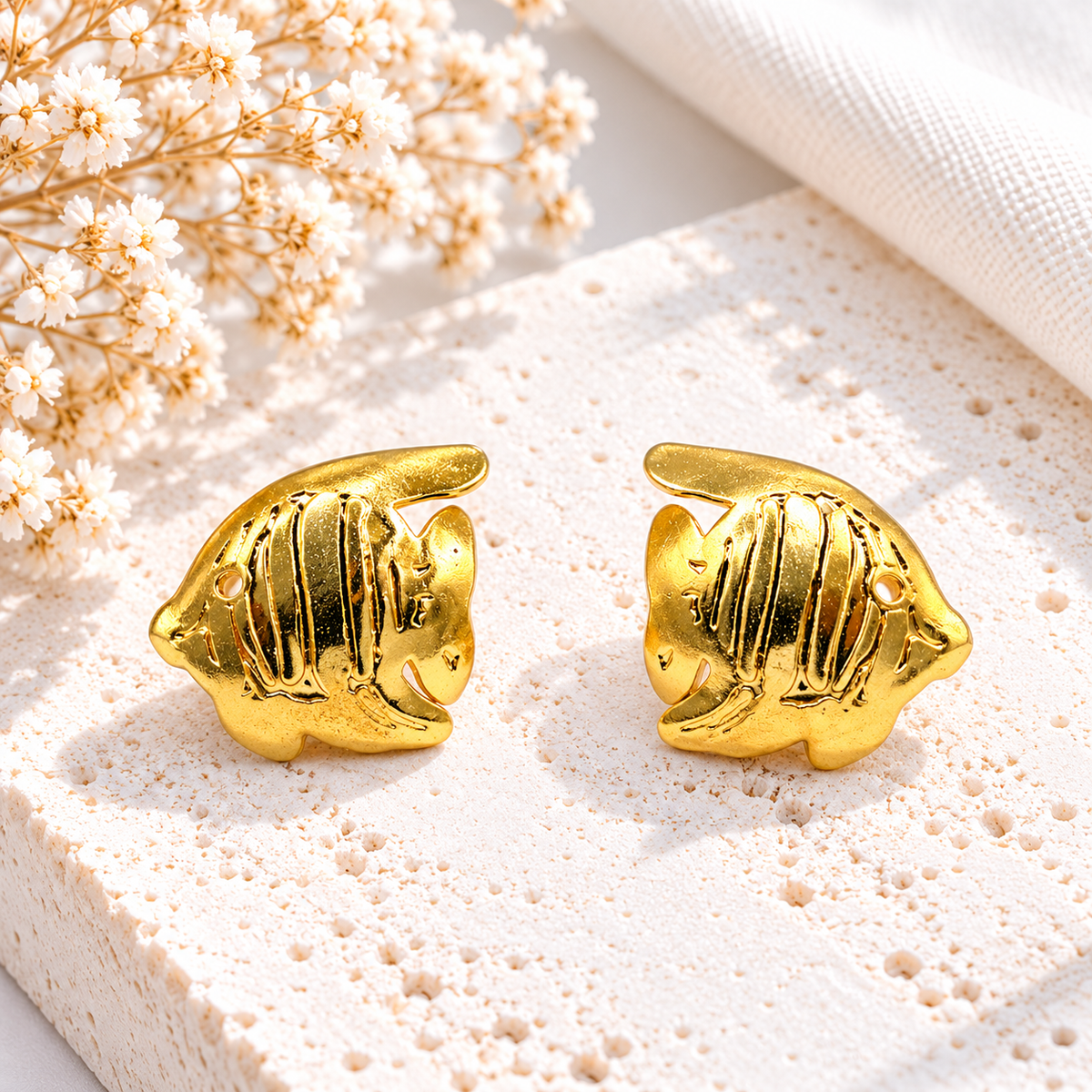 Boucles d'oreilles faites main en forme de poisson ange