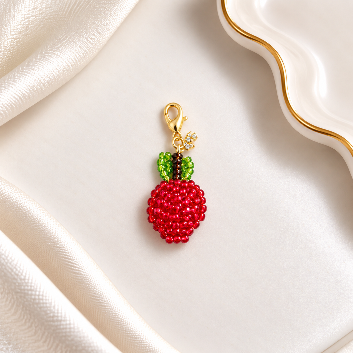 Apple Charm Necklace Charm with Miyuki Beads