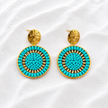 Celina Earrings | Turquoise & Gold Beaded Statement Earrings | Bellalu Jewelry