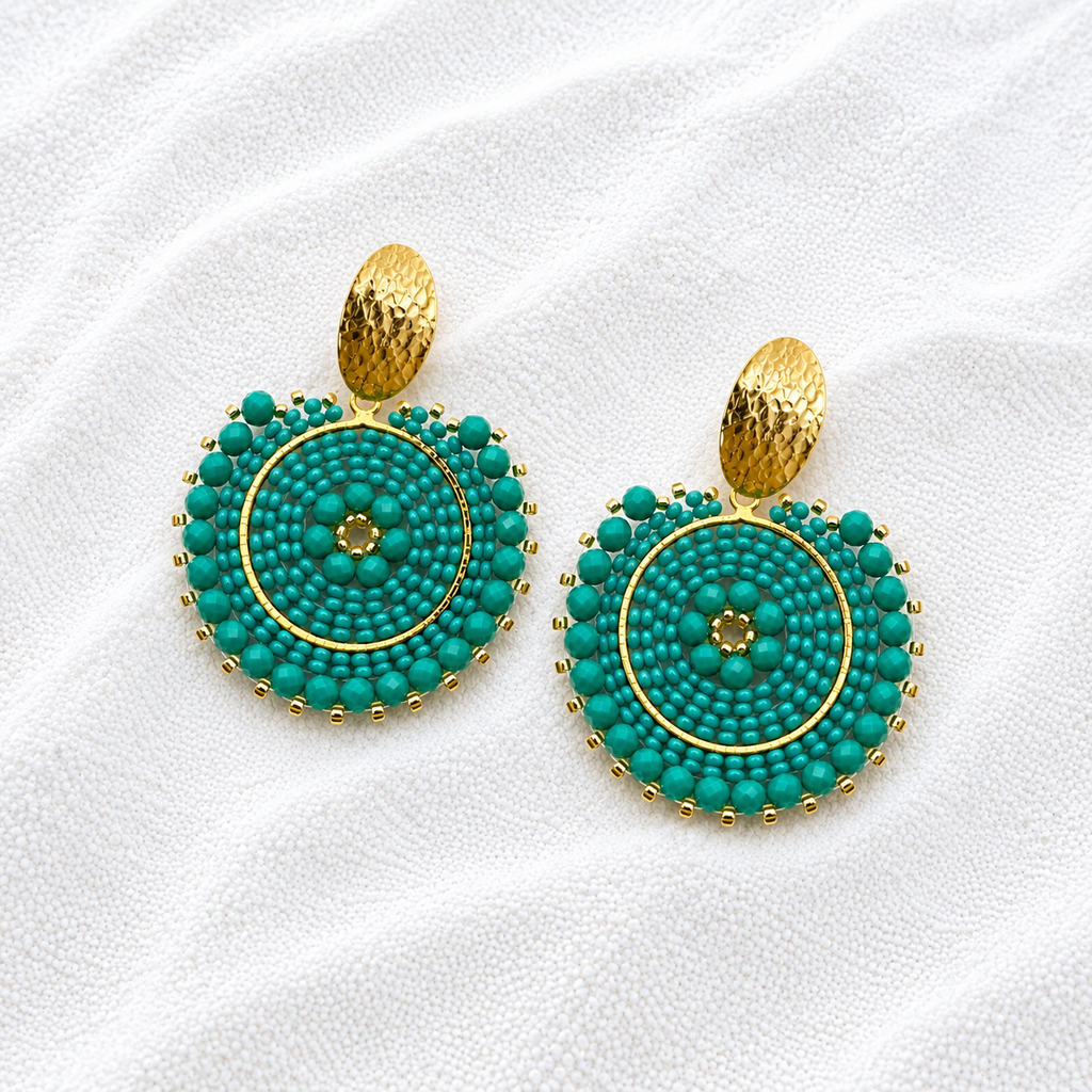 Brielle Earrings | Handmade Mostacilla Beaded Statement Earrings | Bellalu Jewelry