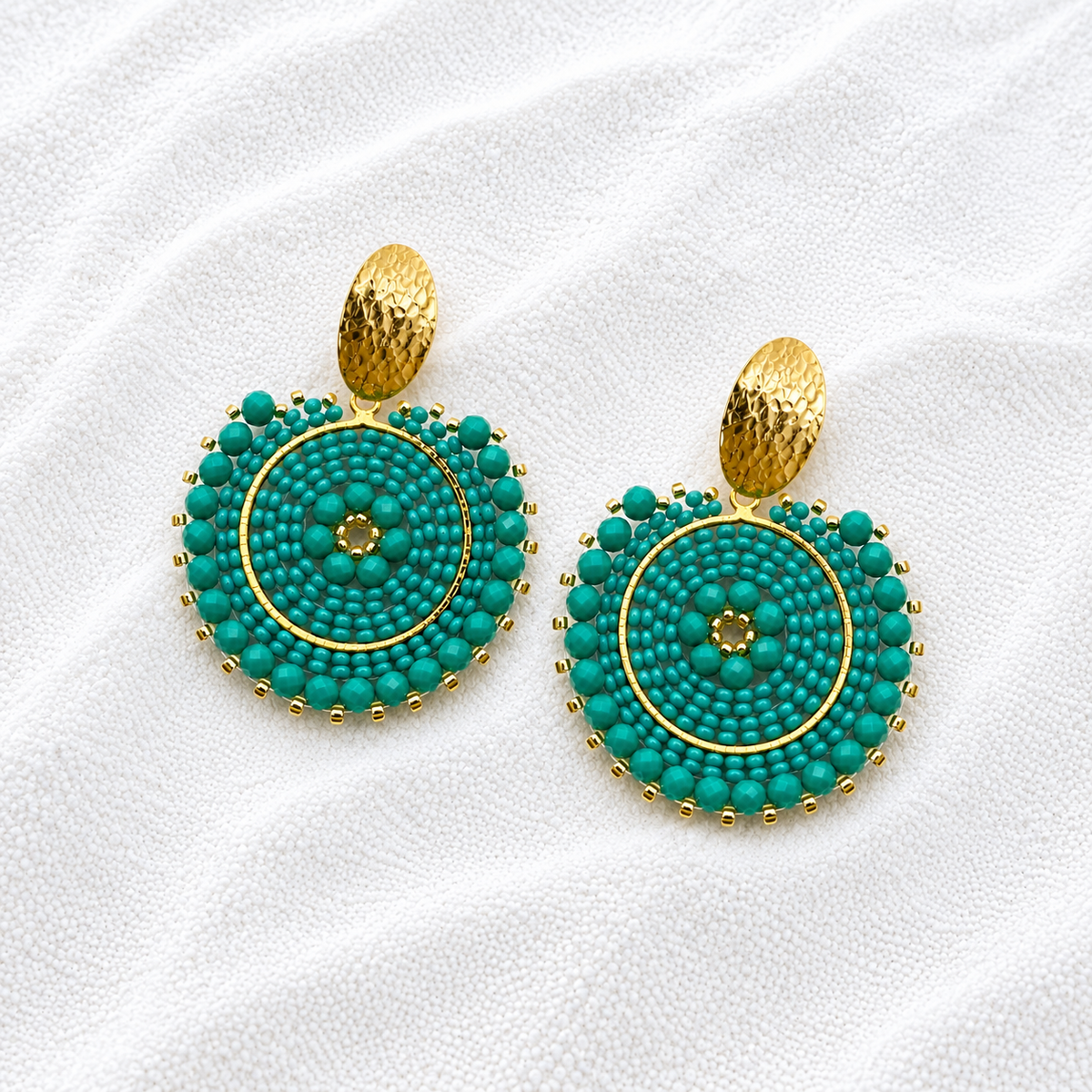 Brielle Earrings | Handmade Mostacilla Beaded Statement Earrings | Bellalu Jewelry