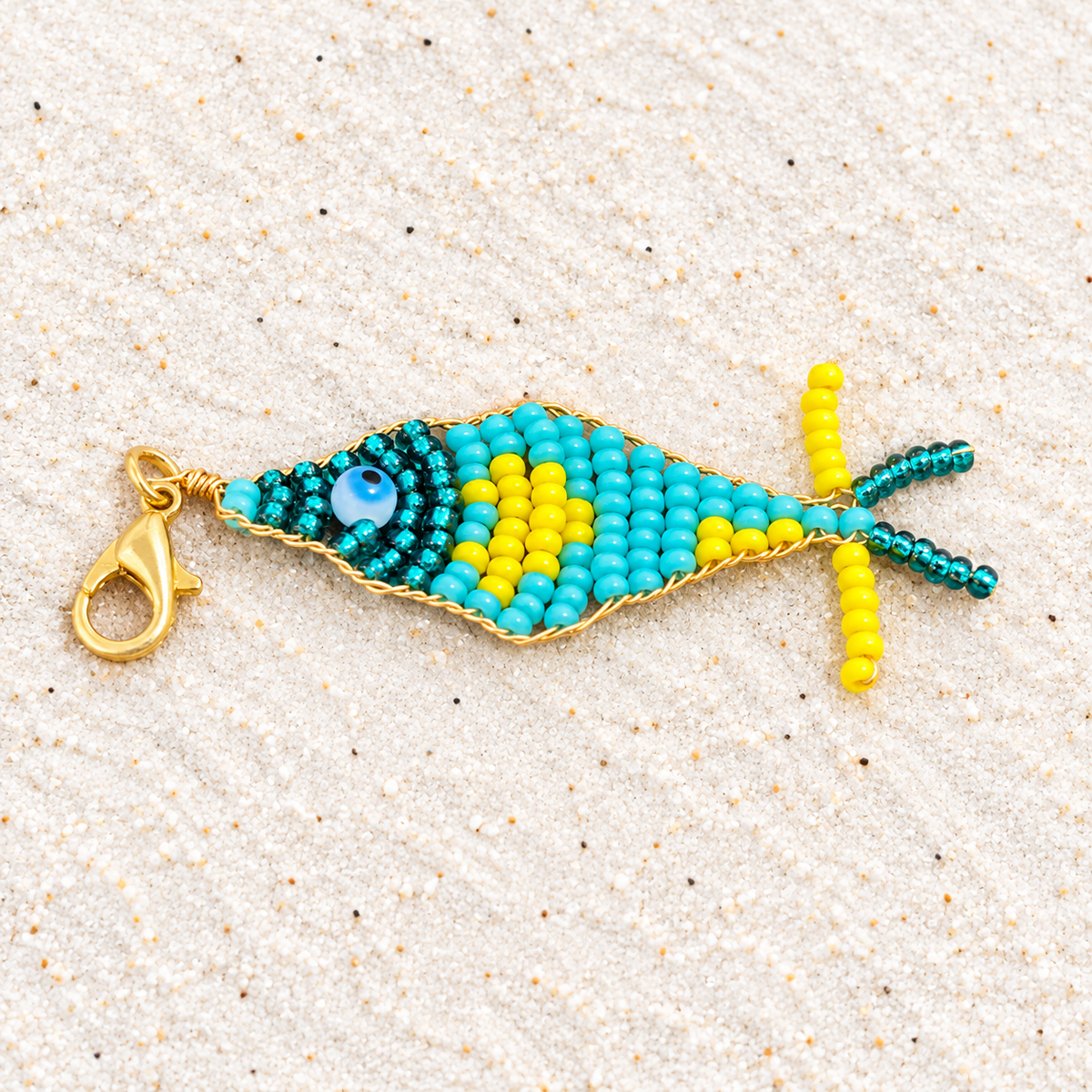 Beaded Fish Charm – Colorful Handmade Mostacilla Beads