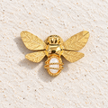 Bee Pin Brooch | Gold Statement Brooch with White Accents | Bellalu Jewelry
