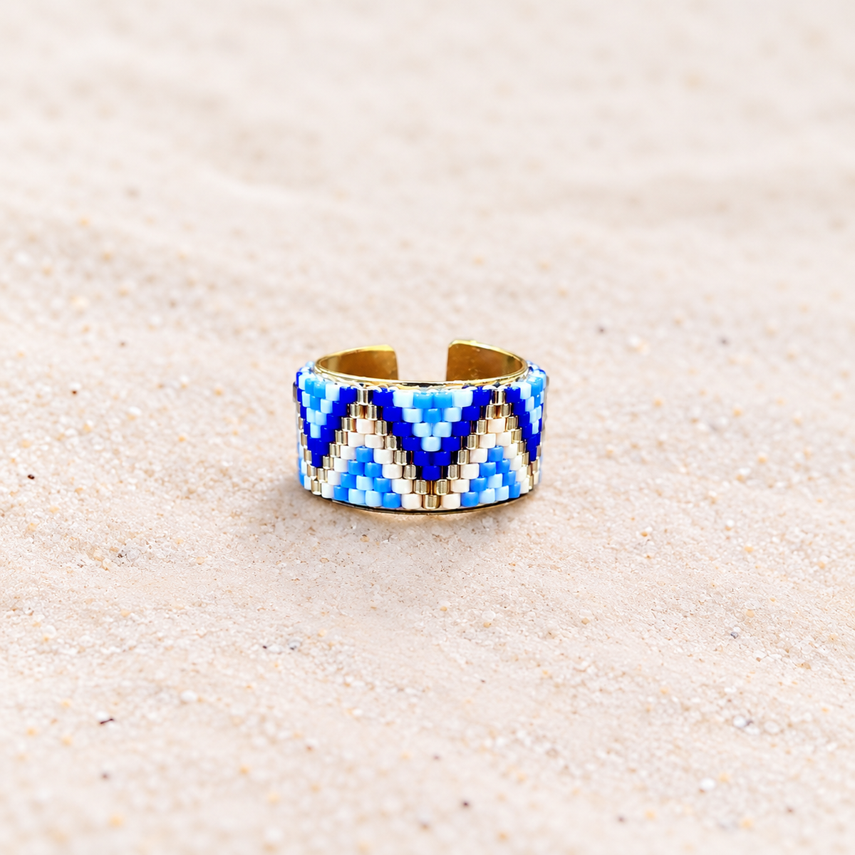 Aleph Adjustable Ring | Handmade Miyuki Beaded Ring | Bellalu Jewelry