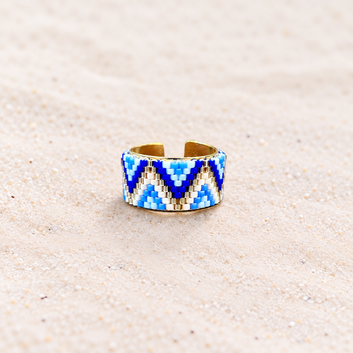 Aleph Adjustable Ring | Handmade Miyuki Beaded Ring | Bellalu Jewelry