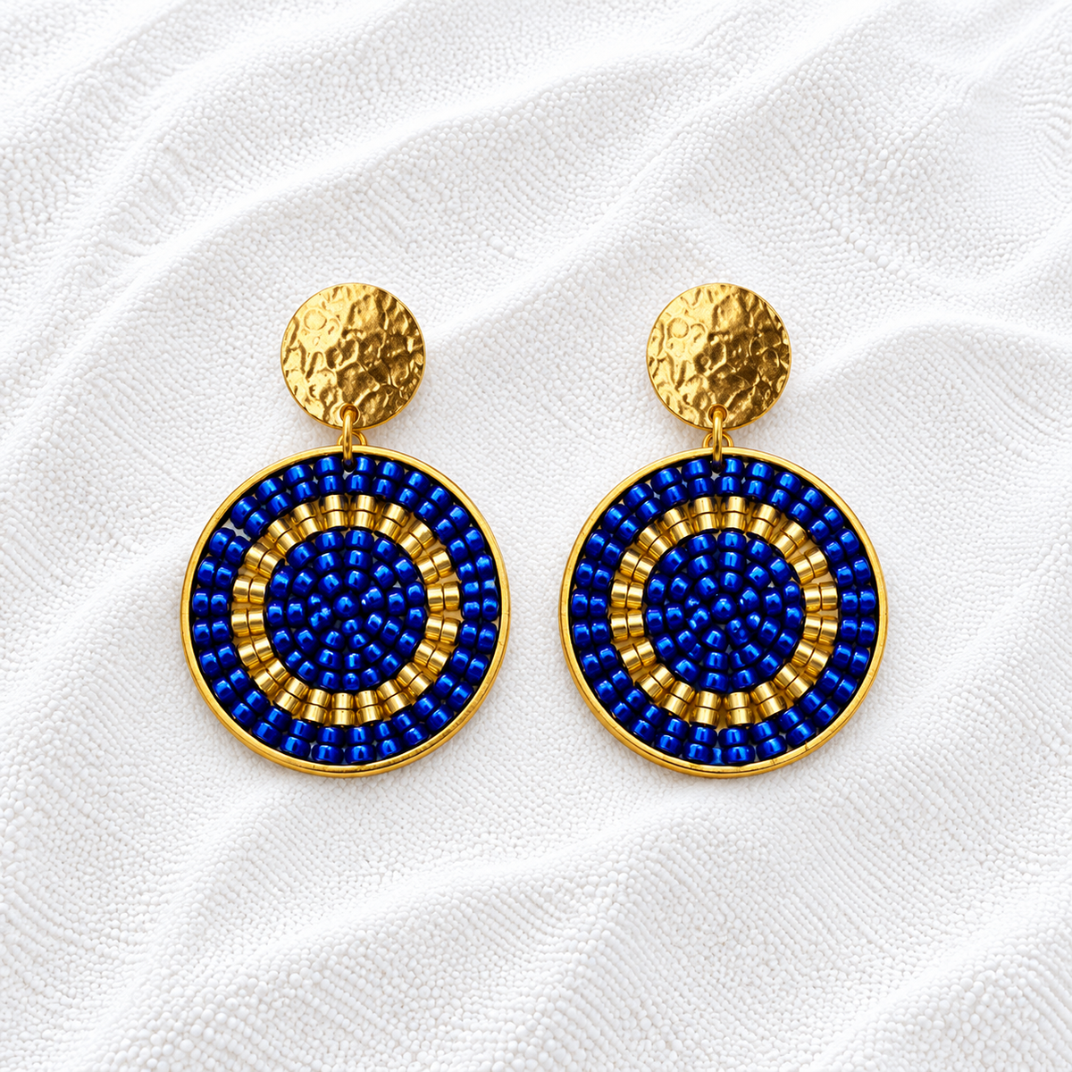 Celina Earrings | Turquoise & Gold Beaded Statement Earrings | Bellalu Jewelry