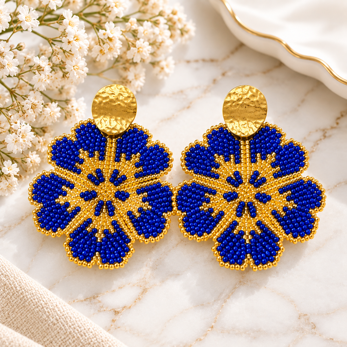Corazón Earrings | Handmade Miyuki Beaded Statement Earrings | Bellalu Jewelry