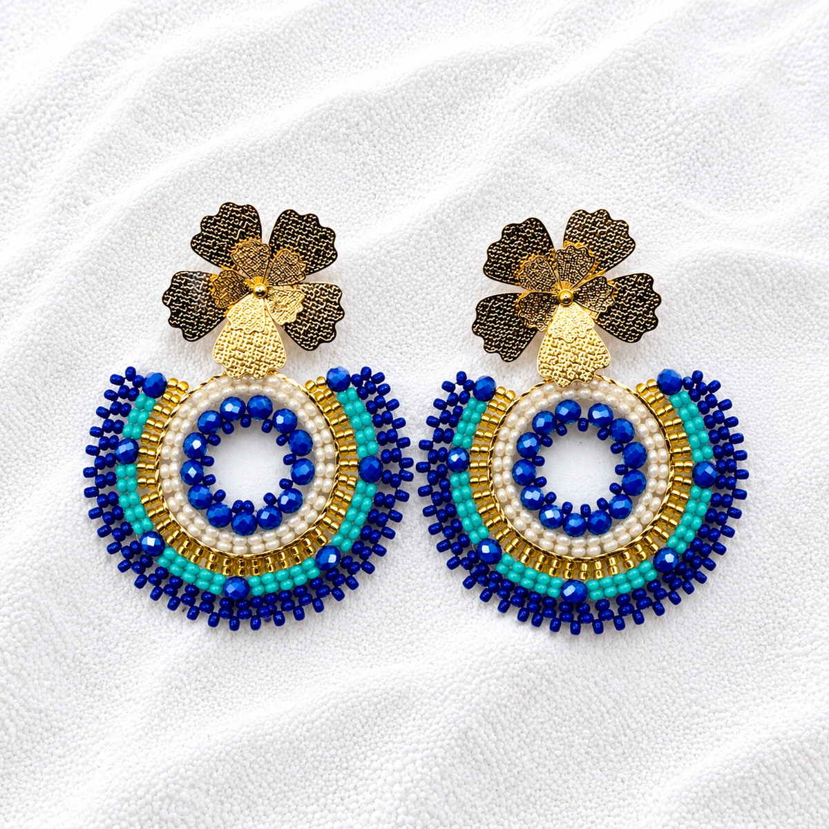 Celia Earrings | Blue Beaded Statement Earrings | Bellalu Jewelry