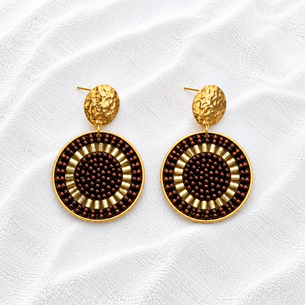 Celina Earrings | Turquoise & Gold Beaded Statement Earrings | Bellalu Jewelry