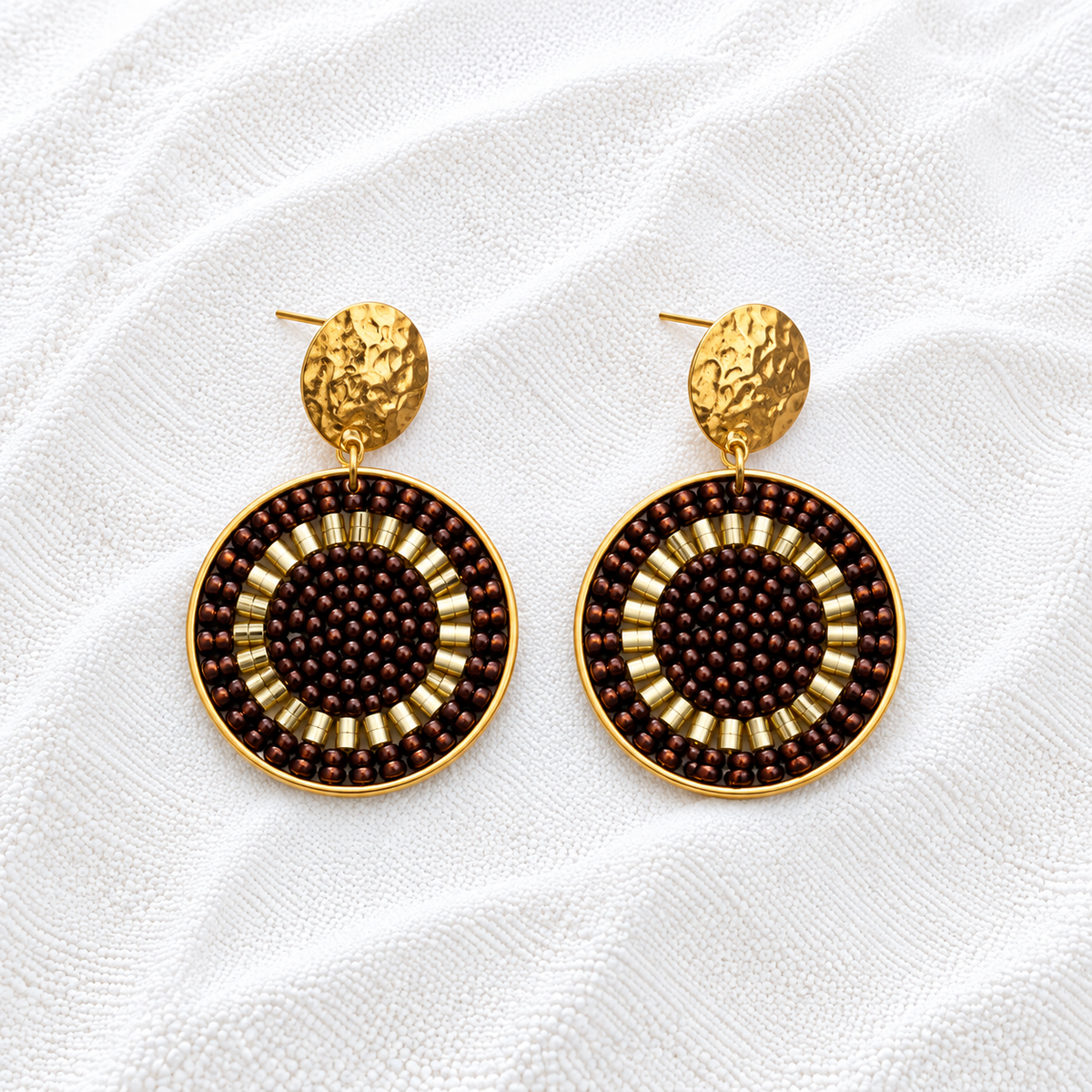 Celina Earrings | Turquoise & Gold Beaded Statement Earrings | Bellalu Jewelry