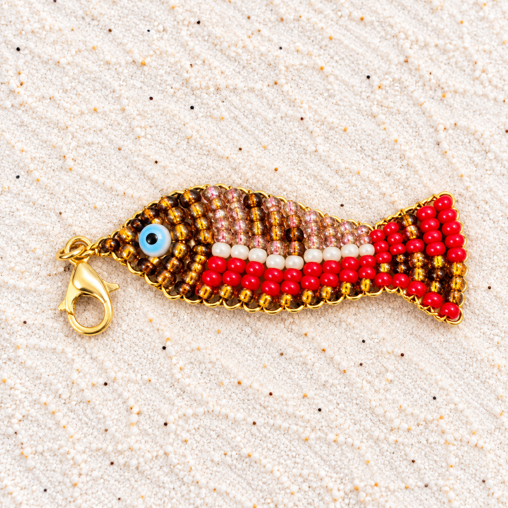 Beaded Fish Charm – Colorful Handmade Mostacilla Beads