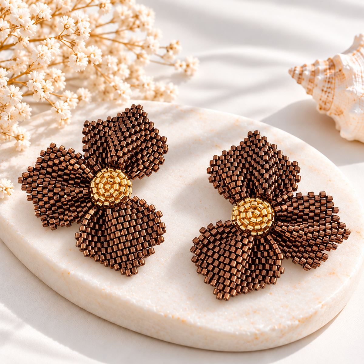Jannesita Flower Miyuki Earrings | Handmade Beaded Jewelry | Bellalu