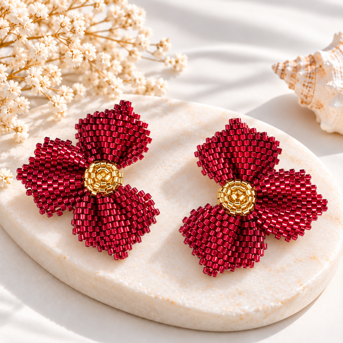 Jannesita Flower Miyuki Earrings | Handmade Beaded Jewelry | Bellalu