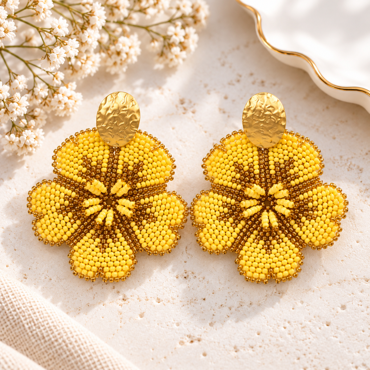 Corazón Earrings | Handmade Miyuki Beaded Statement Earrings | Bellalu Jewelry