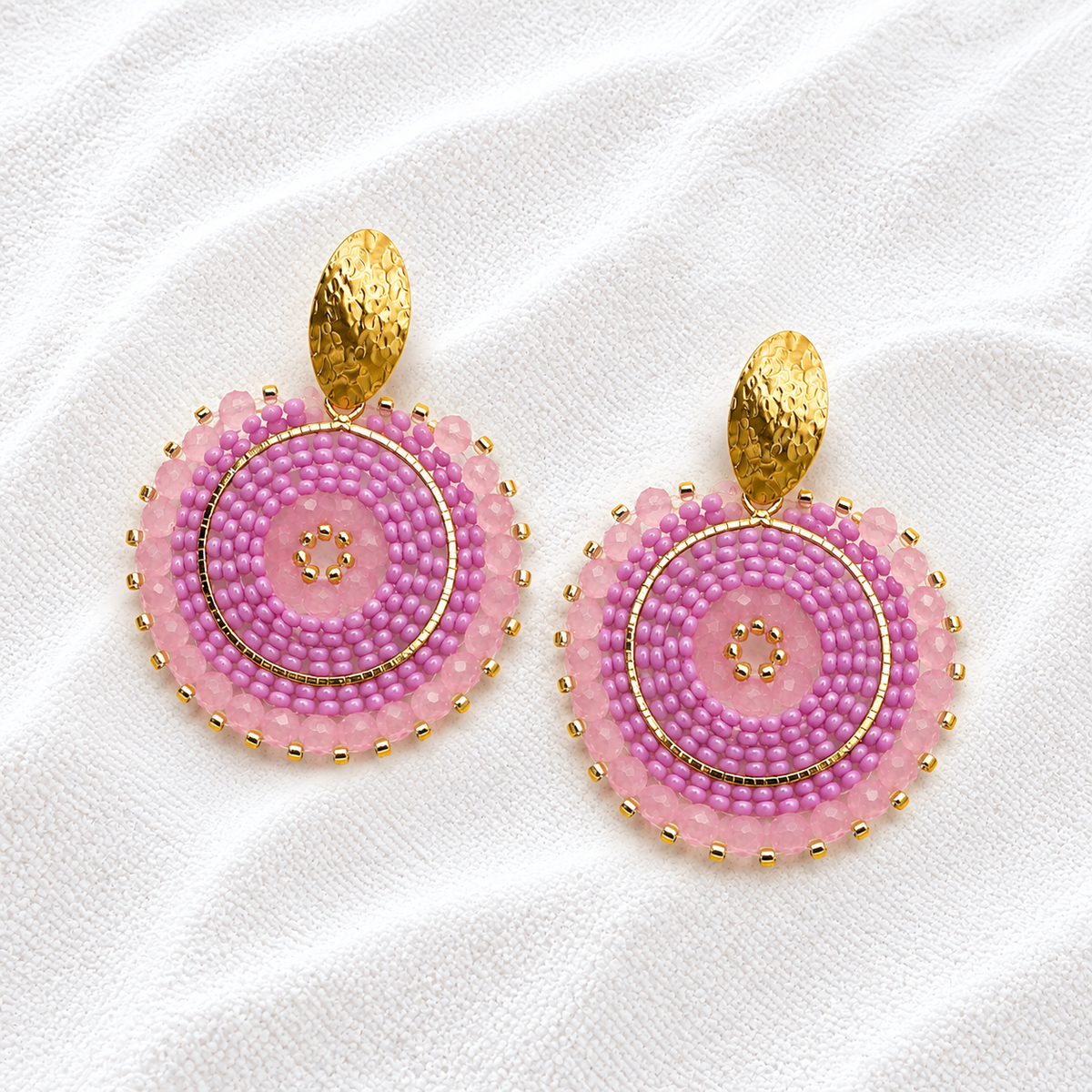 Brielle Earrings | Handmade Mostacilla Beaded Statement Earrings | Bellalu Jewelry
