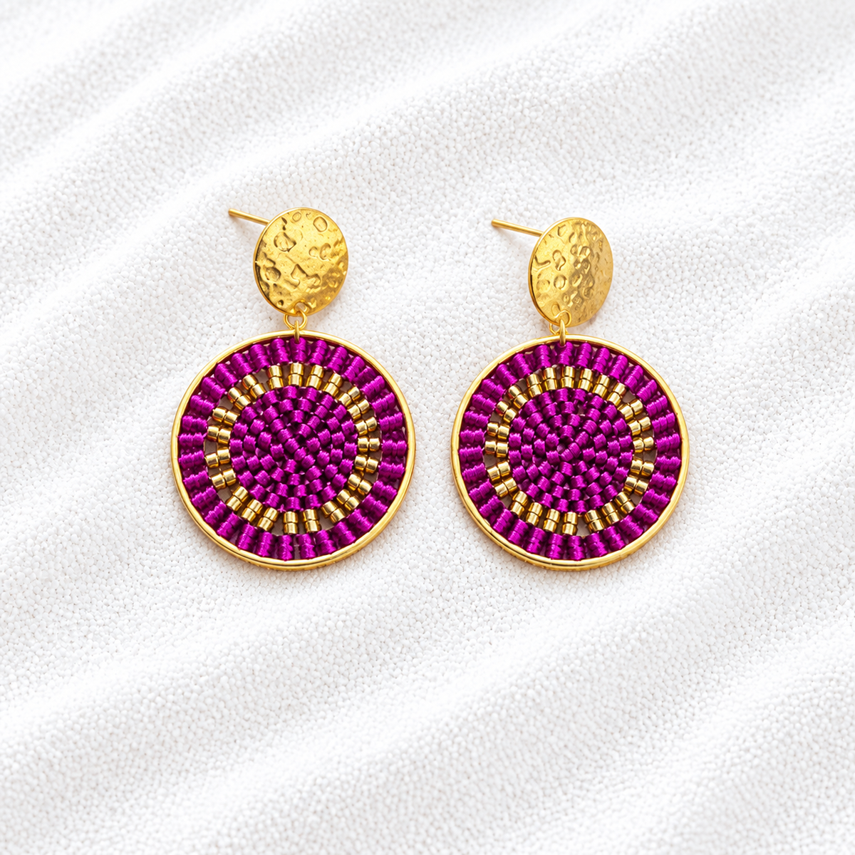Celina Earrings | Turquoise & Gold Beaded Statement Earrings | Bellalu Jewelry