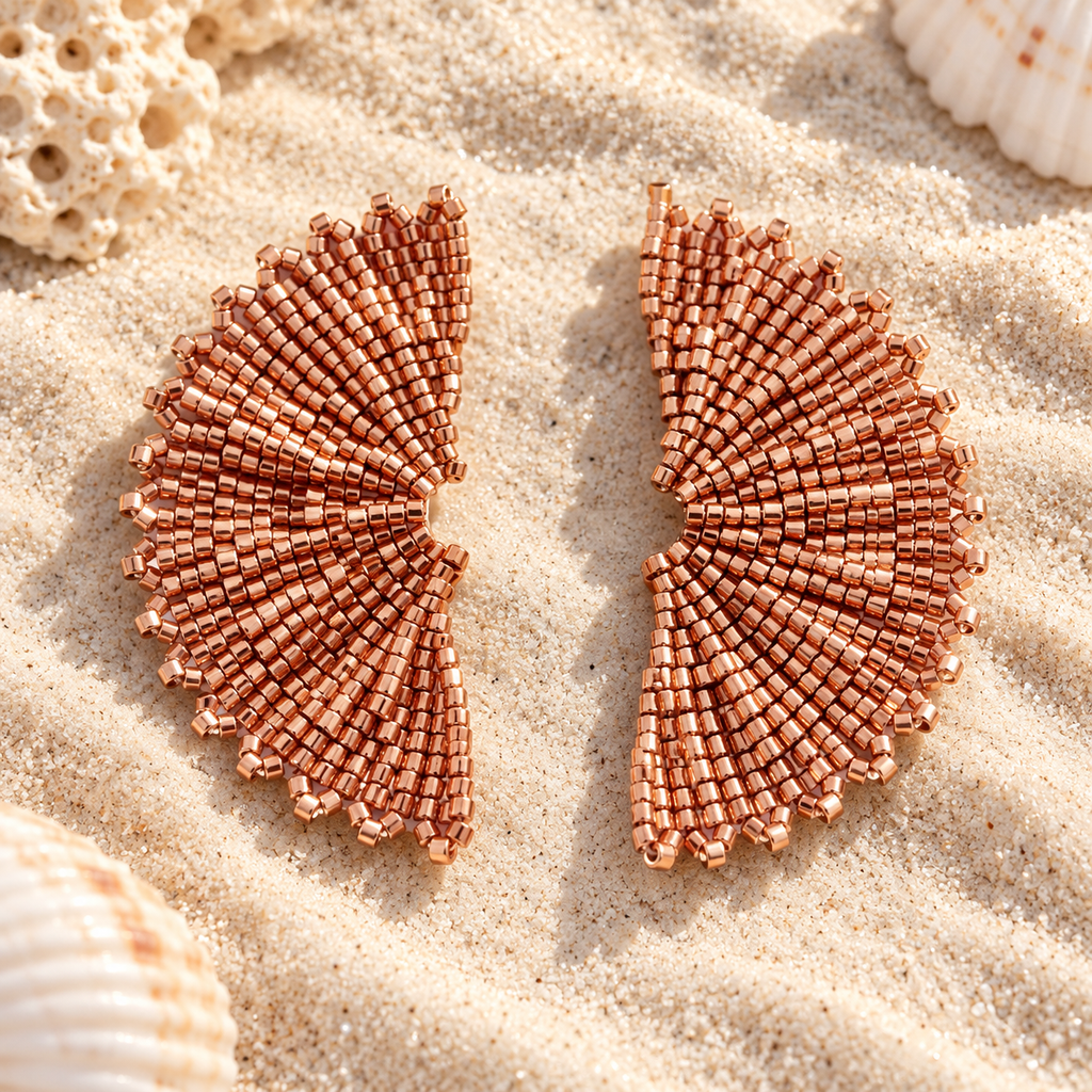 Olivia Fan Earrings | Handmade Miyuki Bead | Bellalu Jewelry
