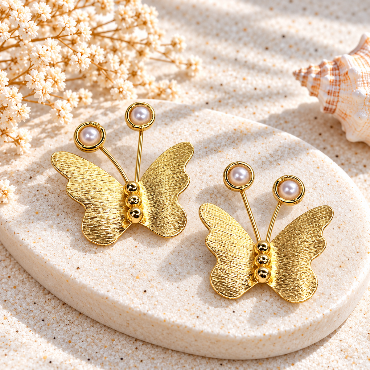 Liah Butterfly Earrings | Handmade Bronze & Gold-Plated Butterfly Earrings