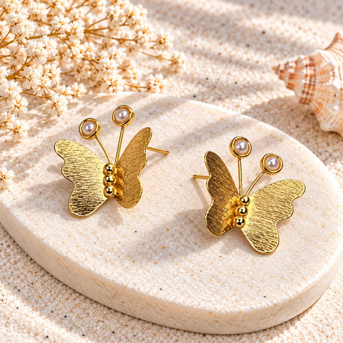 Liah Butterfly Earrings | Handmade Bronze & Gold-Plated Butterfly Earrings