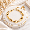 Gold Bead Bracelet | Handmade Bronze & Gold-Plated Adjustable Bracelet