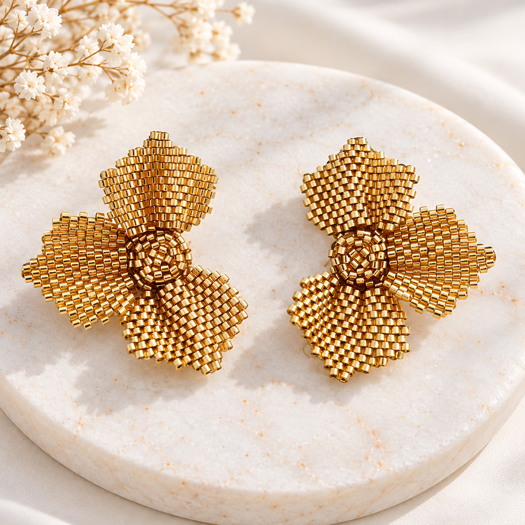 Jannesita Flower Miyuki Earrings | Handmade Beaded Jewelry | Bellalu