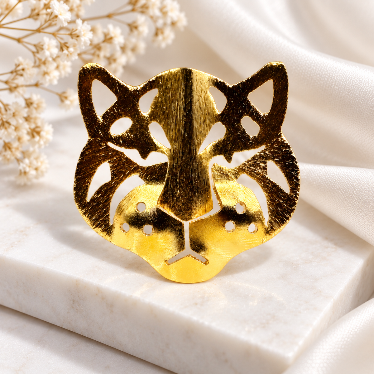 Leopard Brooch – Gold-Plated Bronze Statement Pin