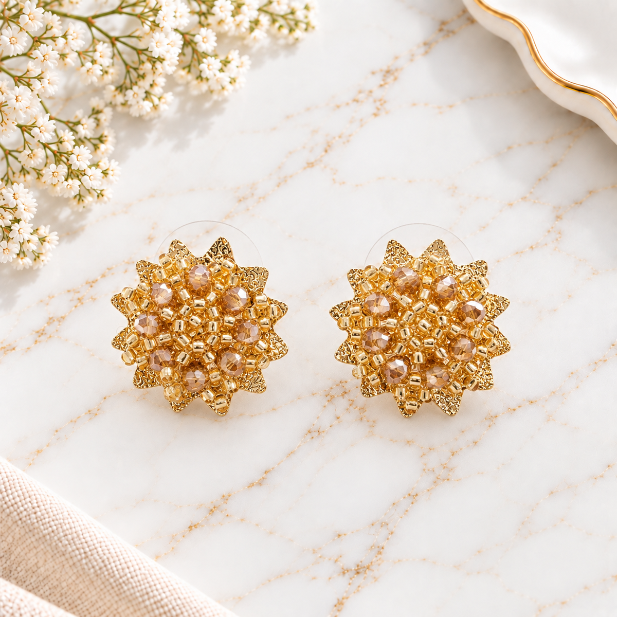Stars Earrings | Gold-Plated Bronze Jewelry
