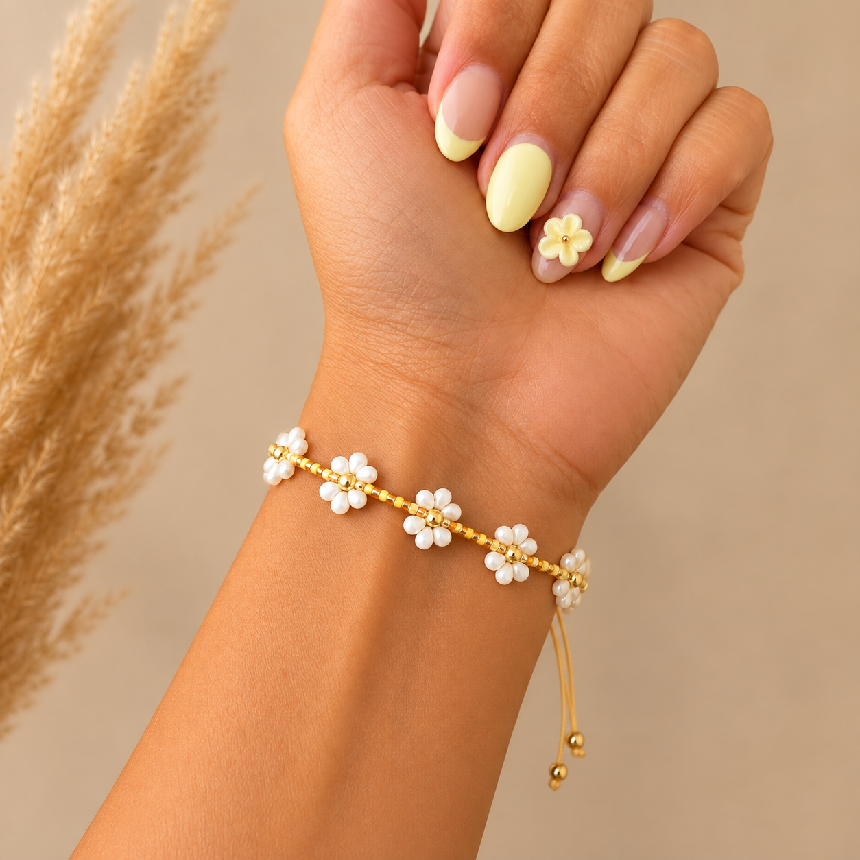 Handmade Daisy Beaded Bracelet | Adjustable Miyuki Bracelet | Bellalu