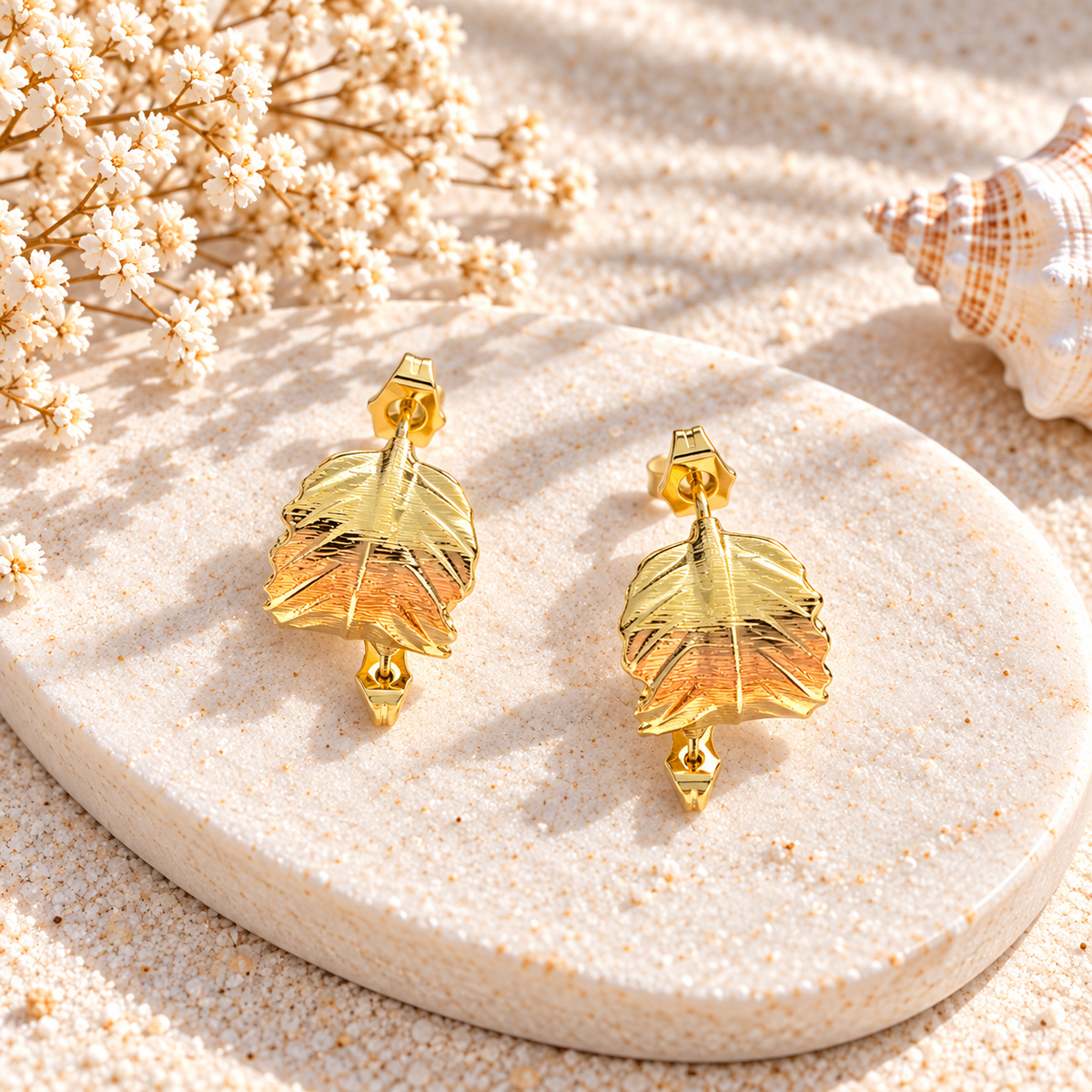 Sylvie Leaf Earrings | Bronze-Gold Plated | Bellalu Jewelry