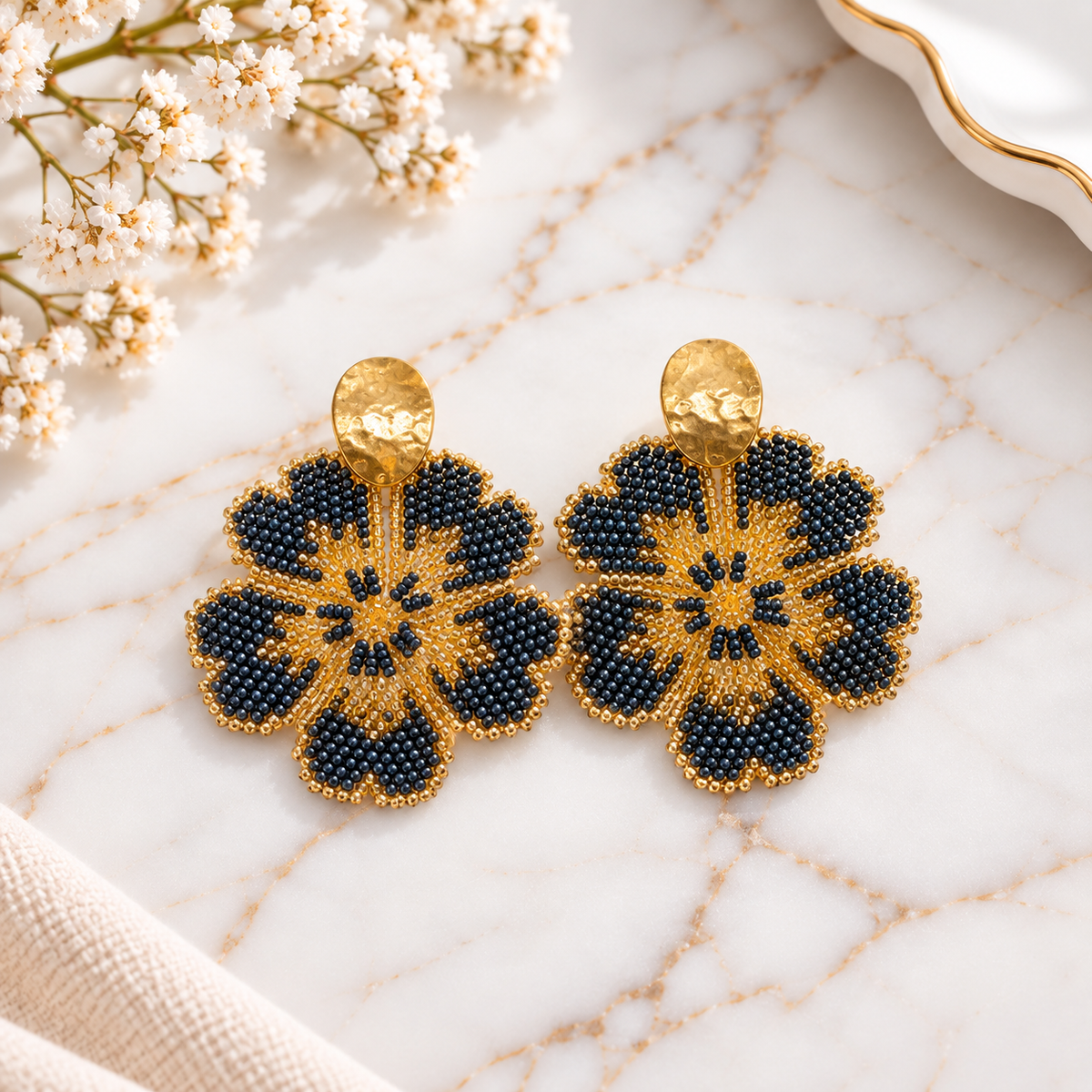 Corazón Earrings | Handmade Miyuki Beaded Statement Earrings | Bellalu Jewelry