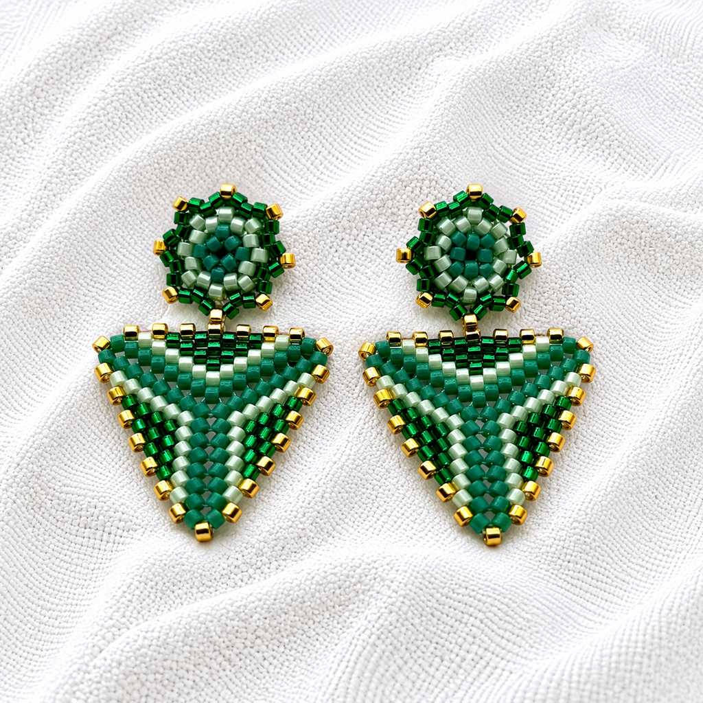 Azteca Earrings | Handmade Miyuki Beaded Statement Earrings | Bellalu