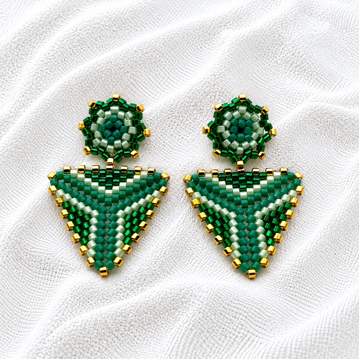 Azteca Earrings | Handmade Miyuki Beaded Statement Earrings | Bellalu