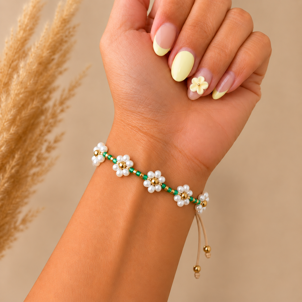 Handmade Daisy Beaded Bracelet | Adjustable Miyuki Bracelet | Bellalu