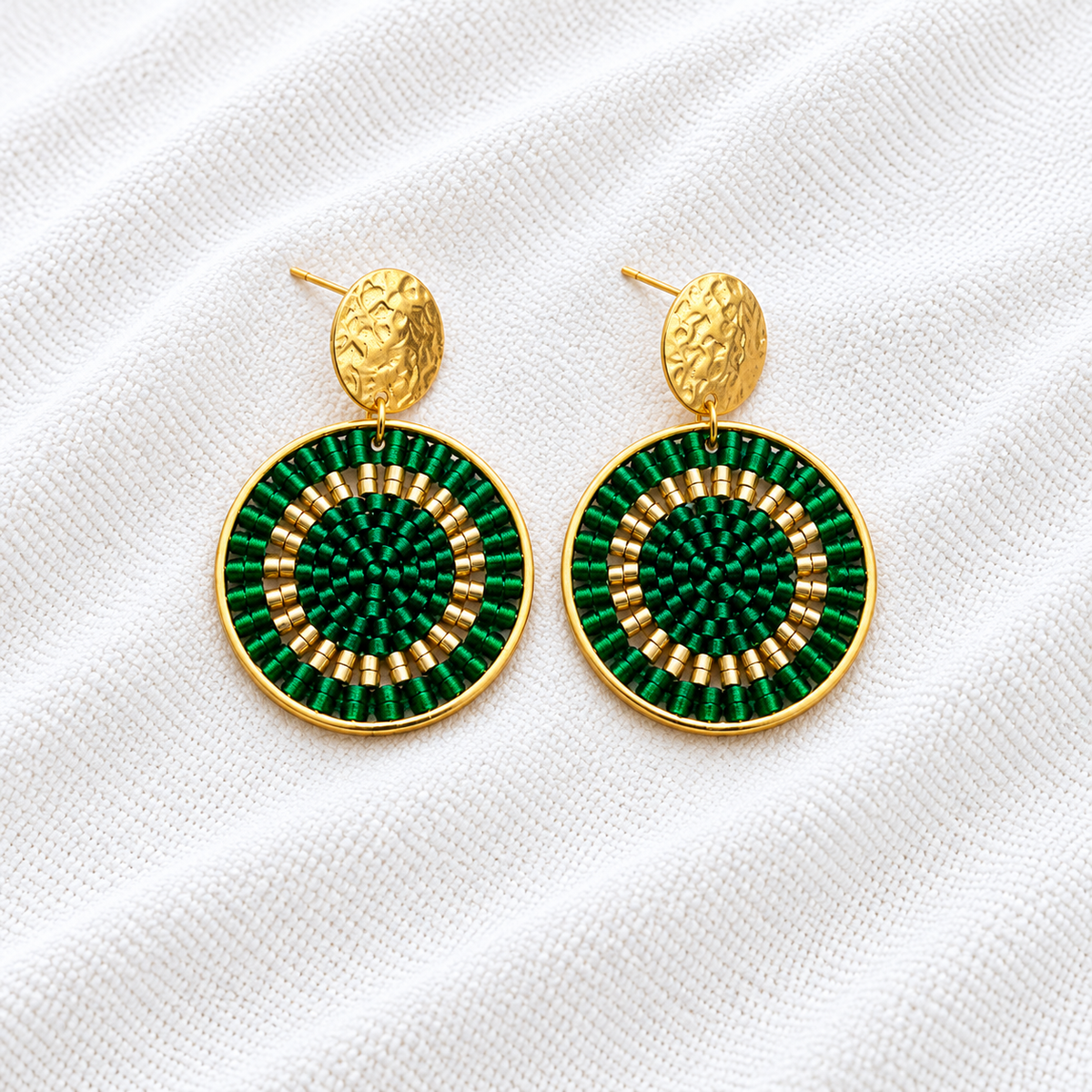 Celina Earrings | Turquoise & Gold Beaded Statement Earrings | Bellalu Jewelry