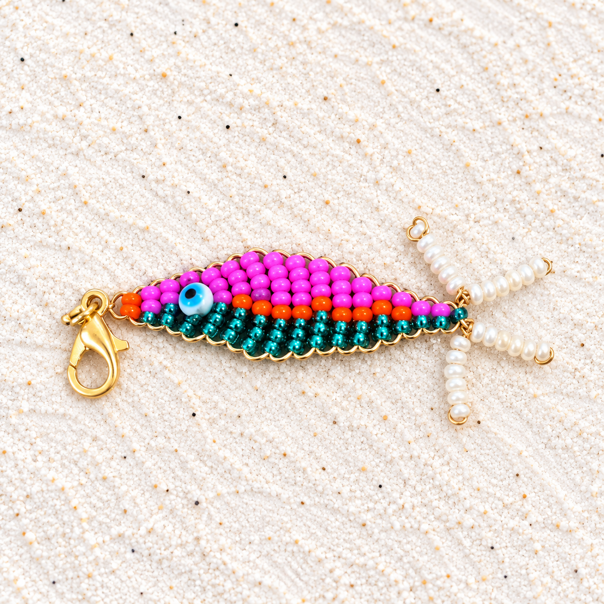 Beaded Fish Charm – Colorful Handmade Mostacilla Beads