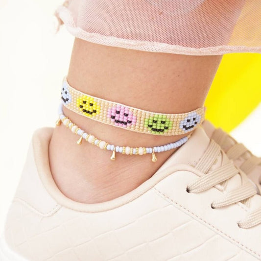 Handmade Happy Face Anklets